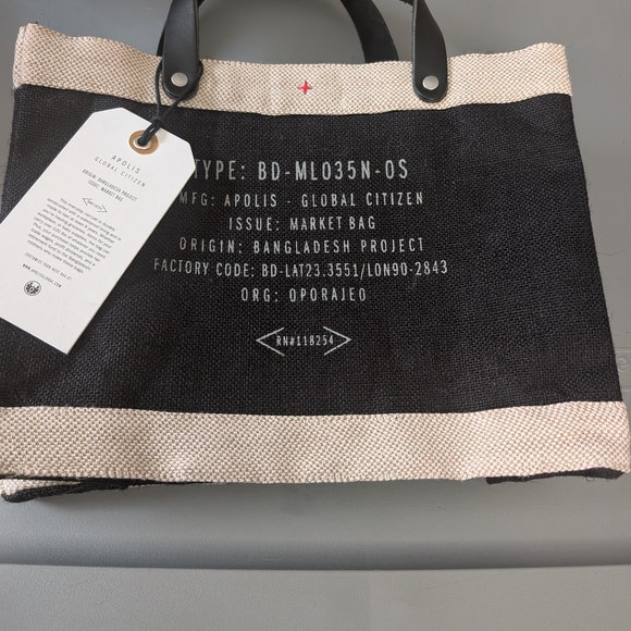 Apolis Global‎ Citizen Black and Cream Market Tote Bag - Picture 1 of 3